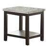 Marlo End Table | Textured Marble Top | 24" | Brown