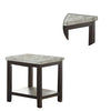 End Table with Textured Marble Top and 1 Slatted Shelf, Brown By Casagear Home