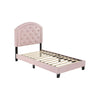 Twin Platform Bed with Curved Button Tufted Headboard Pink By Casagear Home BM241304