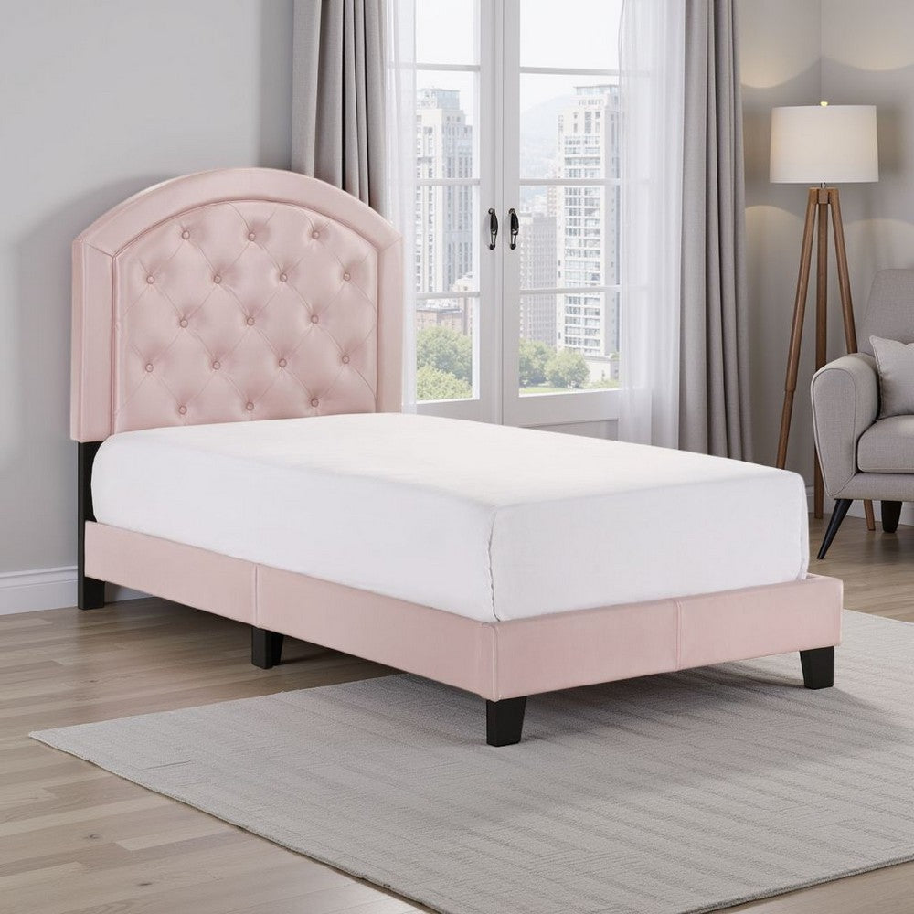 Layla Twin Bed | Tufted Headboard | Pink