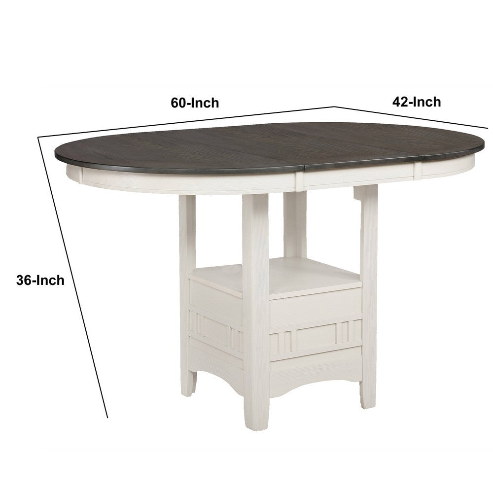 Counter Height Table with Leaf Extension White and Gray By Casagear Home BM241328