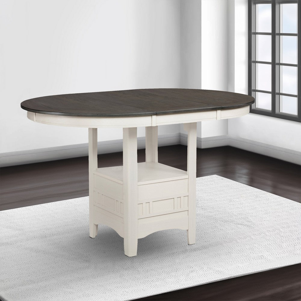 Counter Height Table with Leaf Extension White and Gray By Casagear Home BM241328