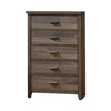 Ridge Tall Dresser Chest | 5 Drawer | Wood Grain Details | Brown