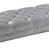 Bench with Nailhead Trims and Fabric Upholstered Seat,Silver By Casagear Home