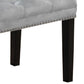 Bench with Nailhead Trims and Fabric Upholstered Seat,Silver By Casagear Home