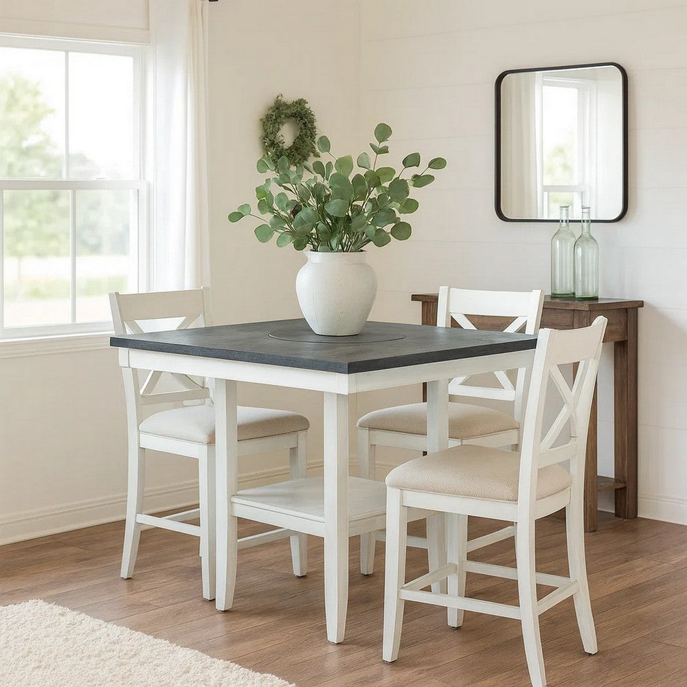 Thorne Counter Height Table | Open Shelf | White | Gray