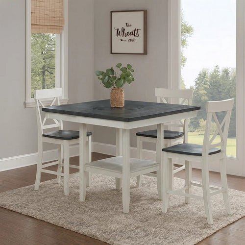 Thorne Counter Height Table | Open Shelf | White | Gray
