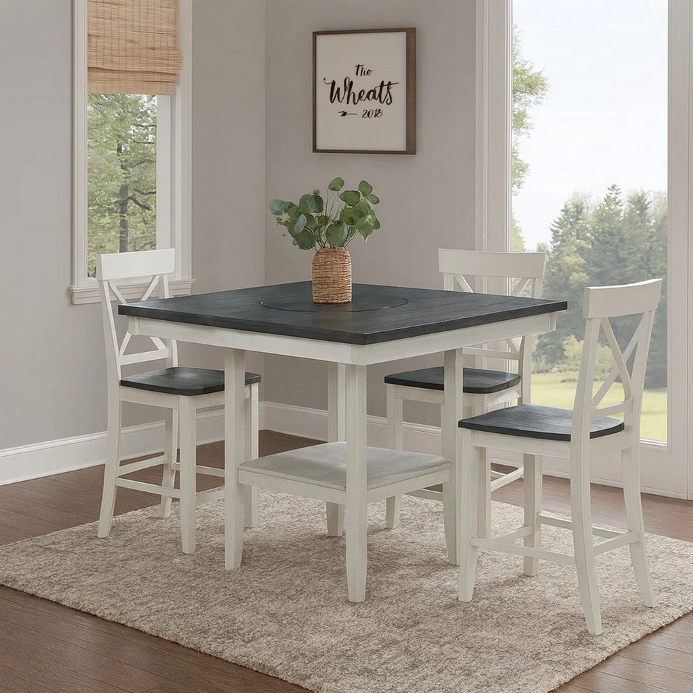 Thorne Counter Height Table | Open Shelf | White | Gray