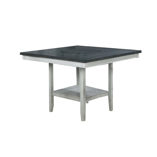 Counter Height Table with Wooden Open Shelf, White and Gray By Casagear Home