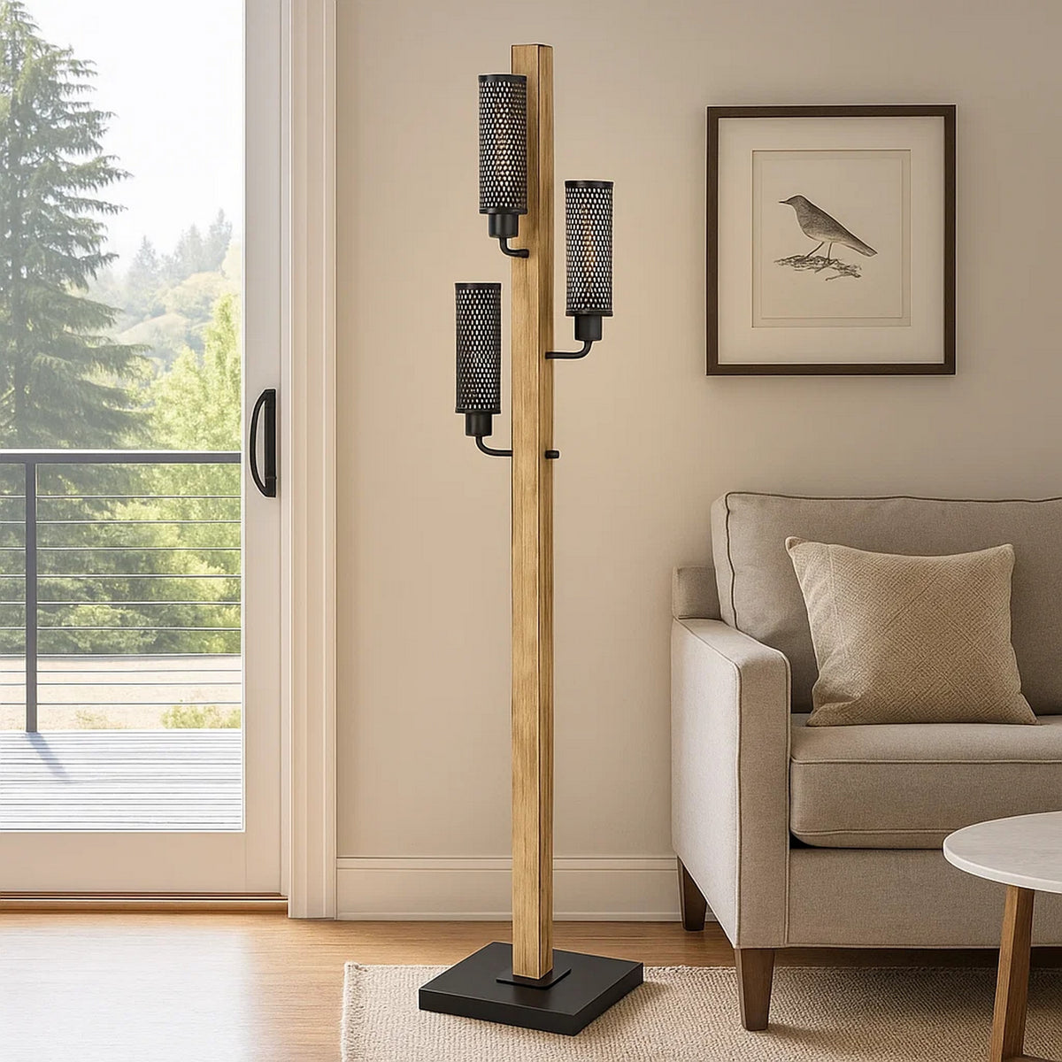 Lennox Floor Lamp | 3 Mesh Shades | 65" | Brown | Black
