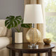 Clio Table Lamp | Textured Glass Ball | 14" | White | Chrome