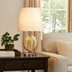 Clio Table Lamp | Textured Glass Ball | 14" | White | Chrome