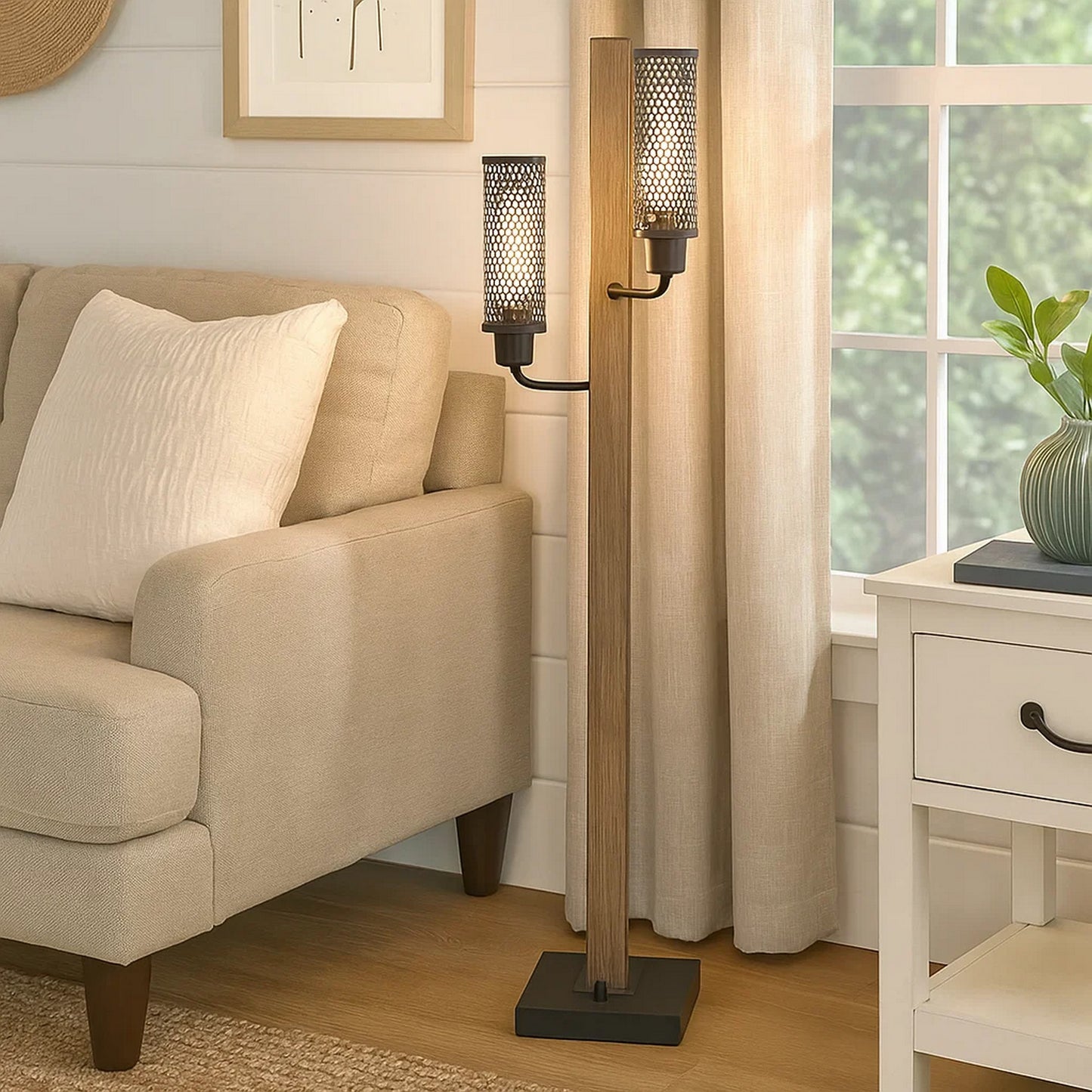 Lennox Table Lamp | 2 Mesh Shades | 13" | Brown | Black