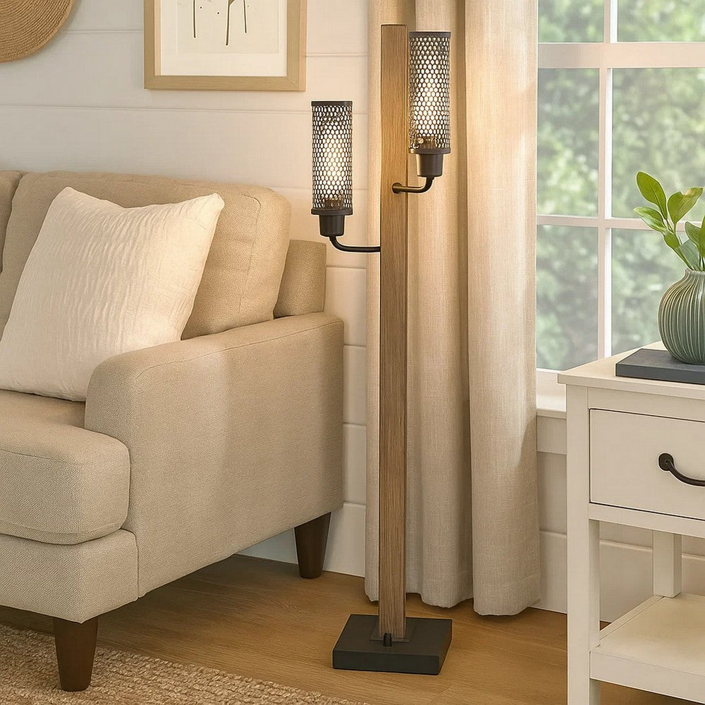 Lennox Table Lamp | 2 Mesh Shades | 13" | Brown | Black