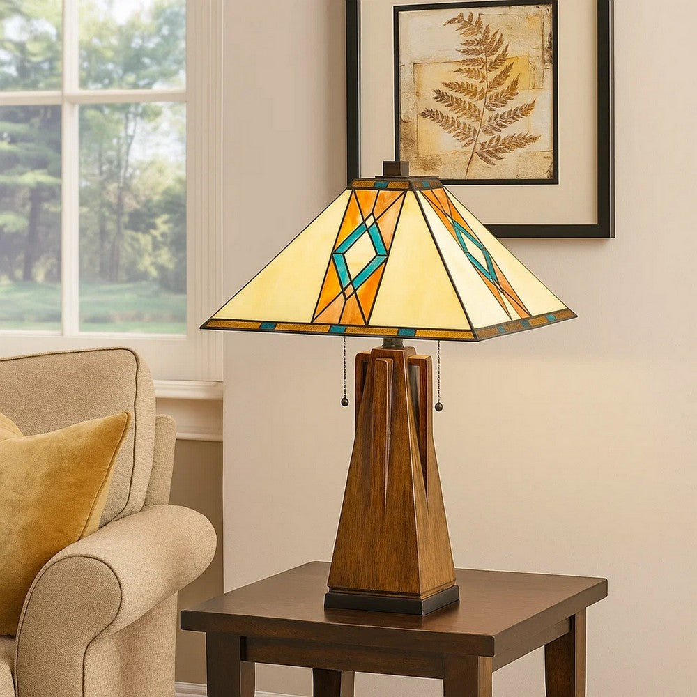 Nova Table Lamp | Tiffany Shade | Geometric Design | Multicolor