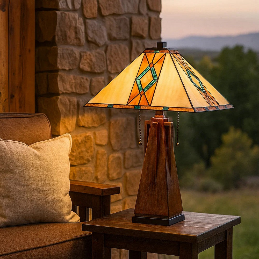 Nova Table Lamp | Tiffany Shade | Geometric Design | Multicolor