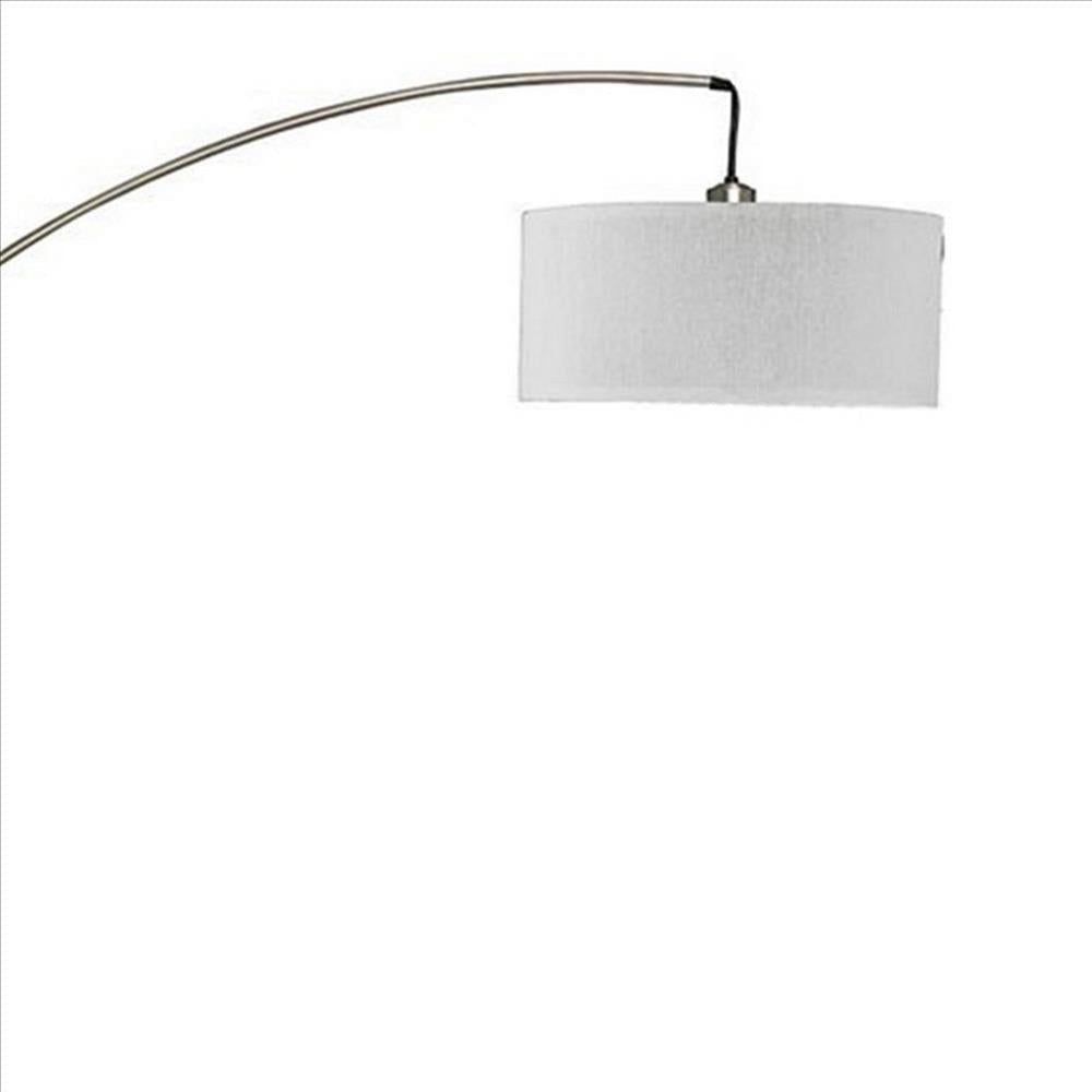 Floor Lamp with Arched Extendable Neck and Marble Base Silver BM241810