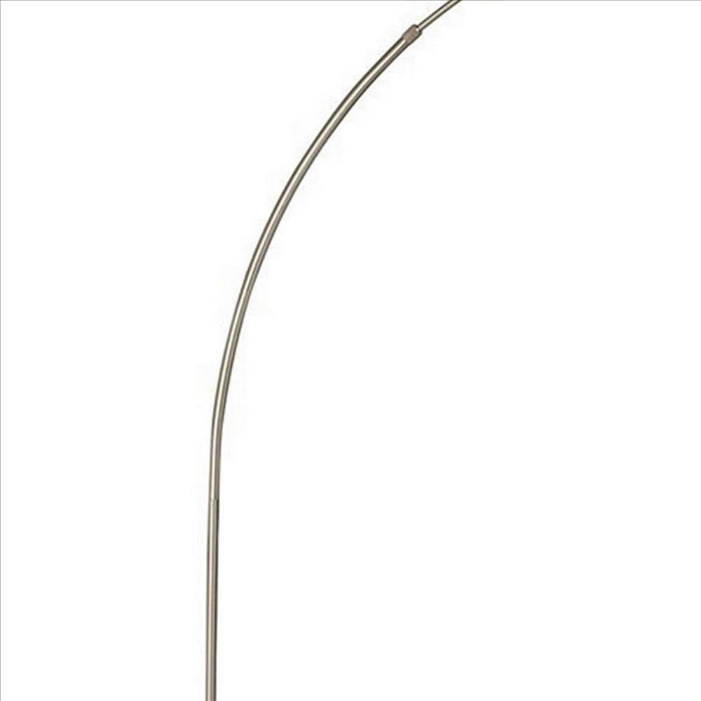 Floor Lamp with Arched Extendable Neck and Marble Base Silver BM241810