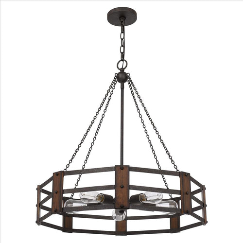 Henley Chandelier | Octagonal Metal Frame | 20" | Brown