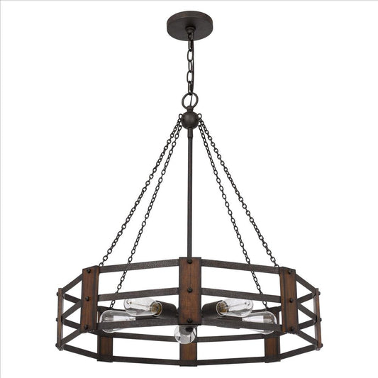Henley Chandelier | Octagonal Metal Frame | 20" | Brown