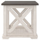 End Table with Bottom Shelf and Cross Buck Design Gray and White BM241859