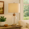 Cleo Table Lamp | Bubble Glass | Rope Accent | Beige