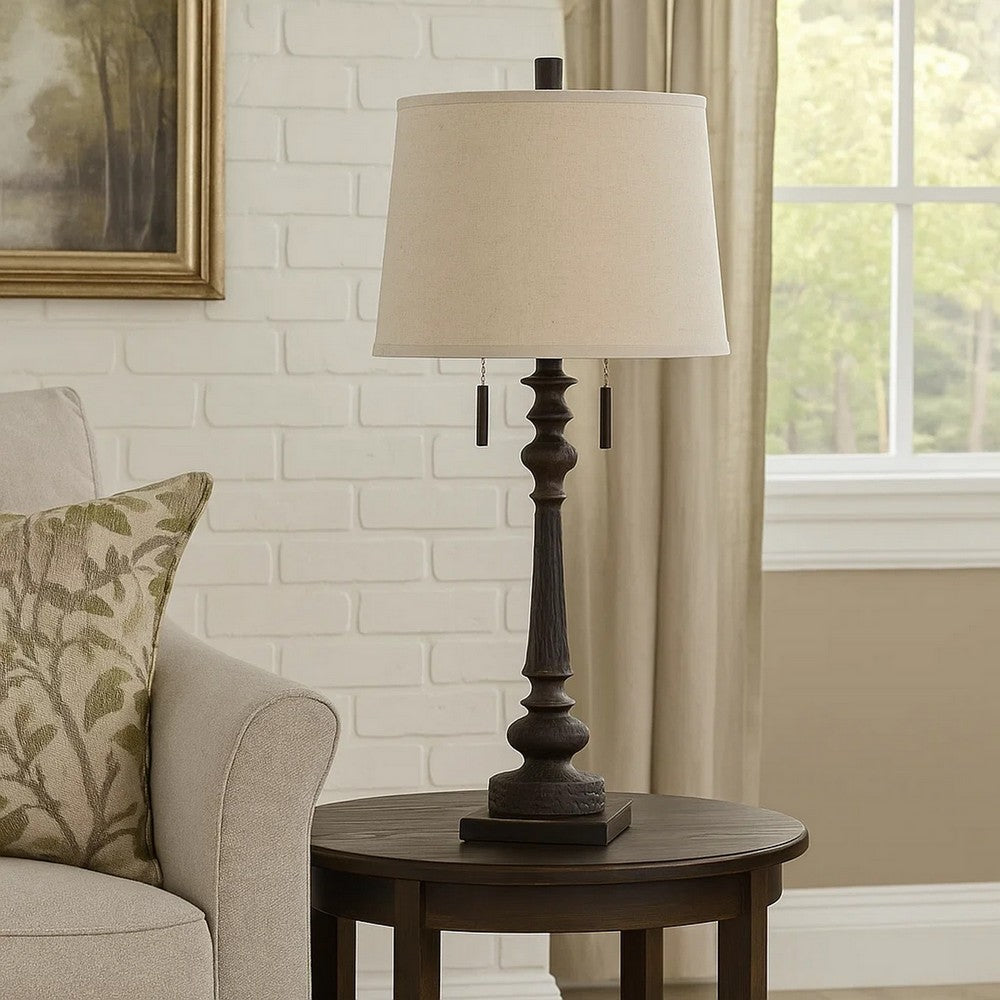 Keller Table Lamp | Tubular Resin Support | 14" | Dark Bronze