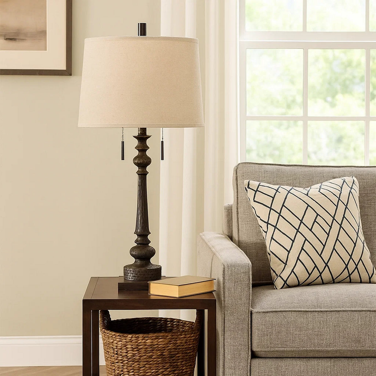 Keller Table Lamp | Tubular Resin Support | 14" | Dark Bronze
