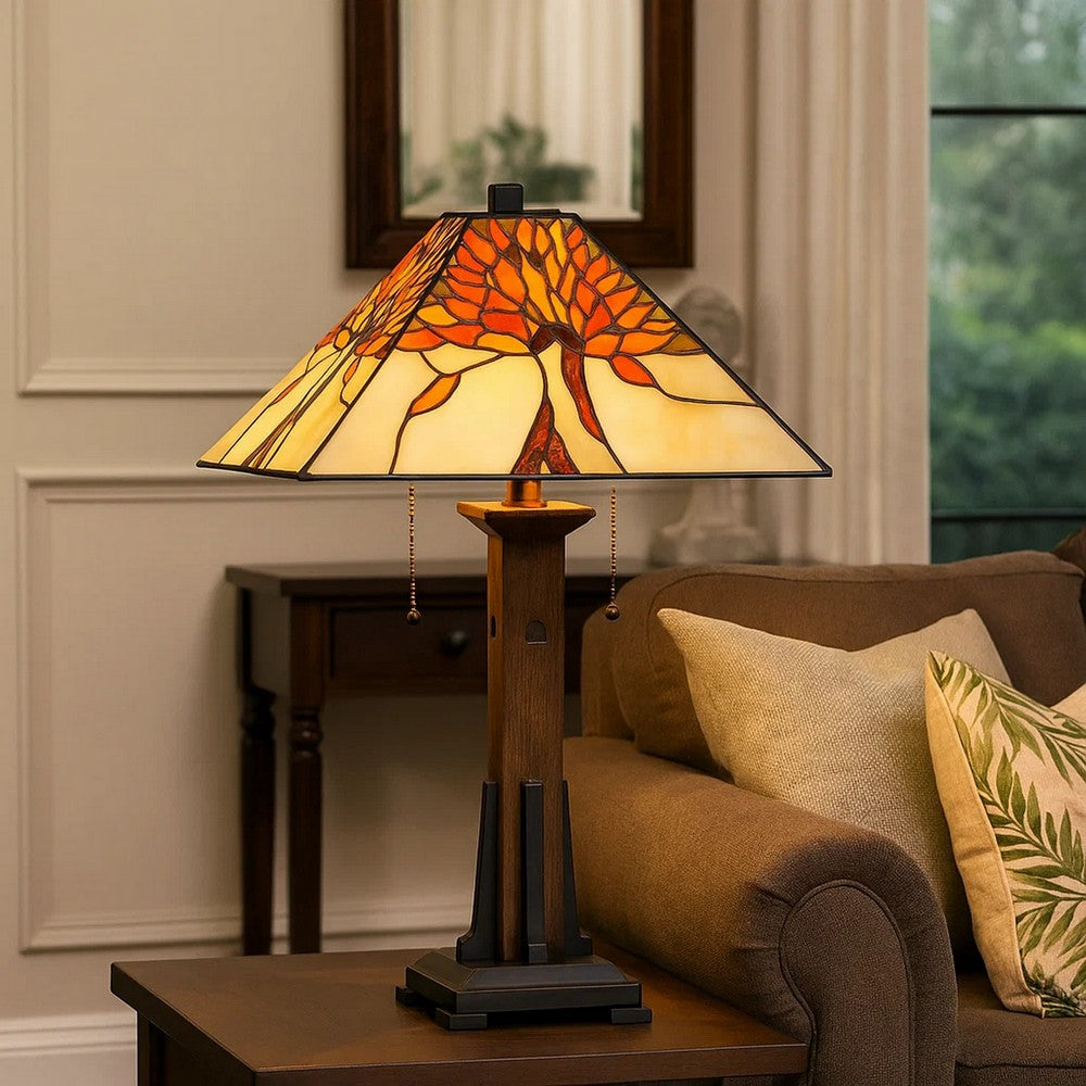 Nova Table Lamp | Tiffany Shade | Floral Accent | Multicolor