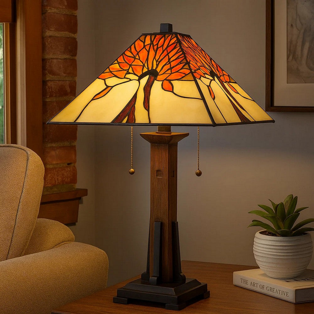 Nova Table Lamp | Tiffany Shade | Floral Accent | Multicolor