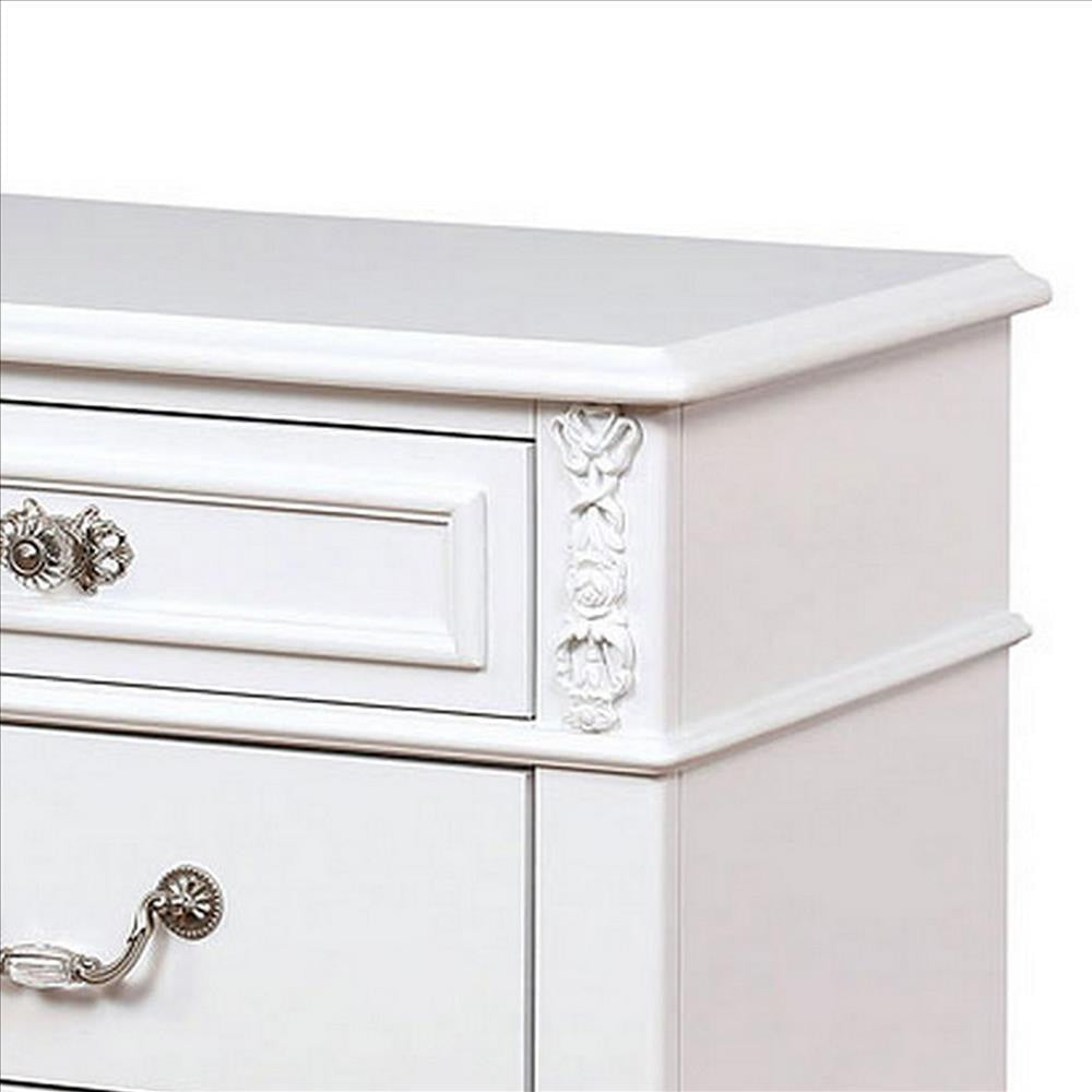 Nightstand with 3 Drawers and Built In USB Port White By Casagear Home BM241909