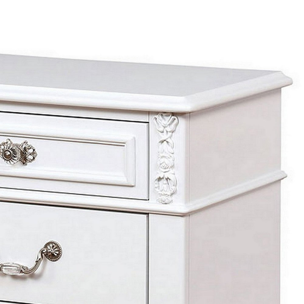 Nightstand with 3 Drawers and Built In USB Port, White