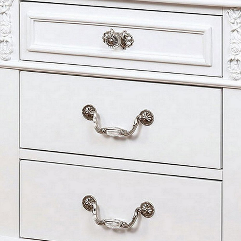 Nightstand with 3 Drawers and Built In USB Port, White