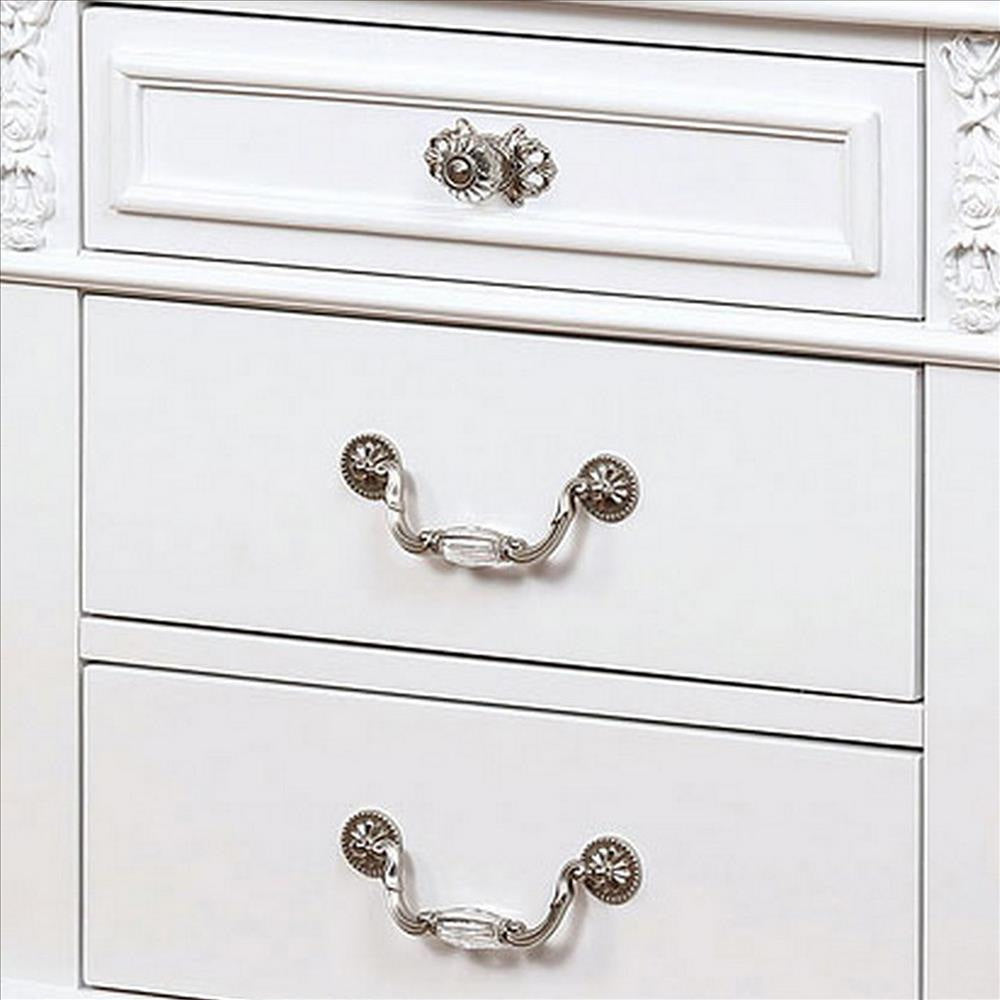 Nightstand with 3 Drawers and Built In USB Port White By Casagear Home BM241909