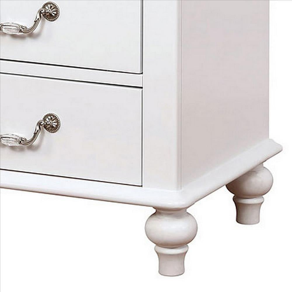 Nightstand with 3 Drawers and Built In USB Port White By Casagear Home BM241909