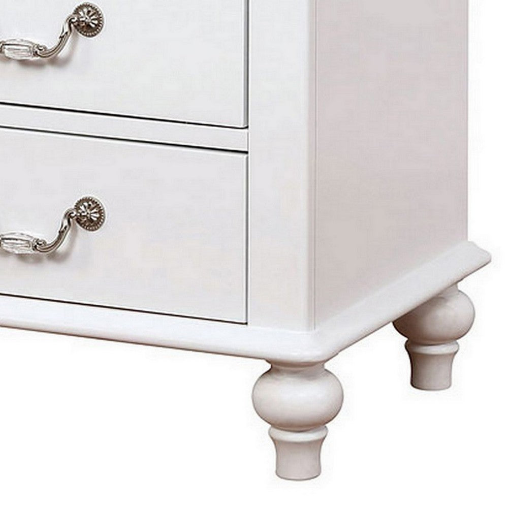 Nightstand with 3 Drawers and Built In USB Port, White