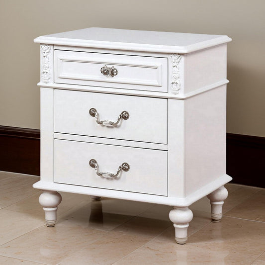 Nora Nightstand | 3 Drawer | USB Port | White