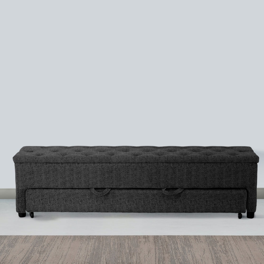 Bench with Button Tufting and Pull Out Storage Gray By The Urban Port BM241933