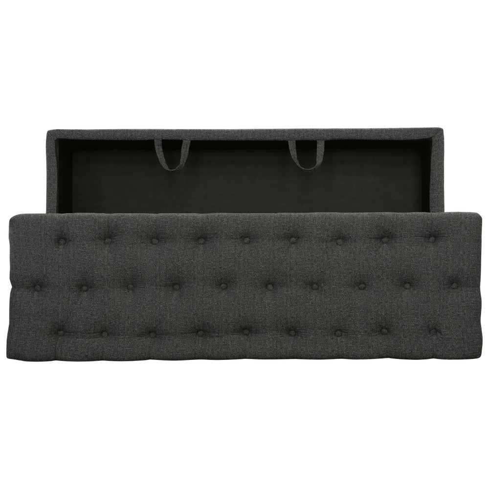 Bench with Button Tufting and Pull Out Storage Gray By The Urban Port BM241933
