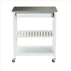 Kitchen Cart with 1 Slatted Shelf and 1 Drawer, White and Gray By Casagear Home