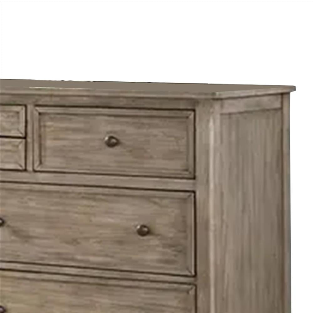 Dresser with 8 Storage Drawers and Turnip Feet Natural Brown By Casagear Home BM241938