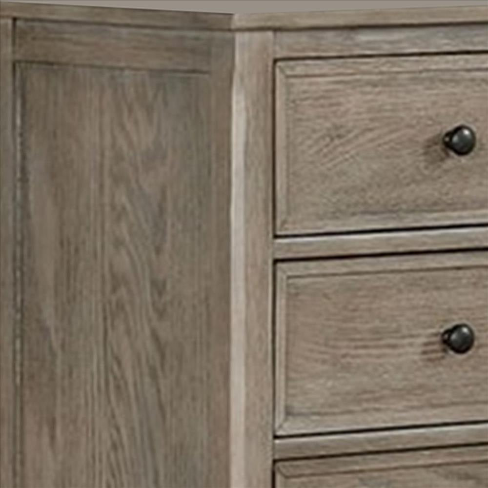Armoire with 6 Storage Drawers and Turnip Feet Natural Brown BM241940