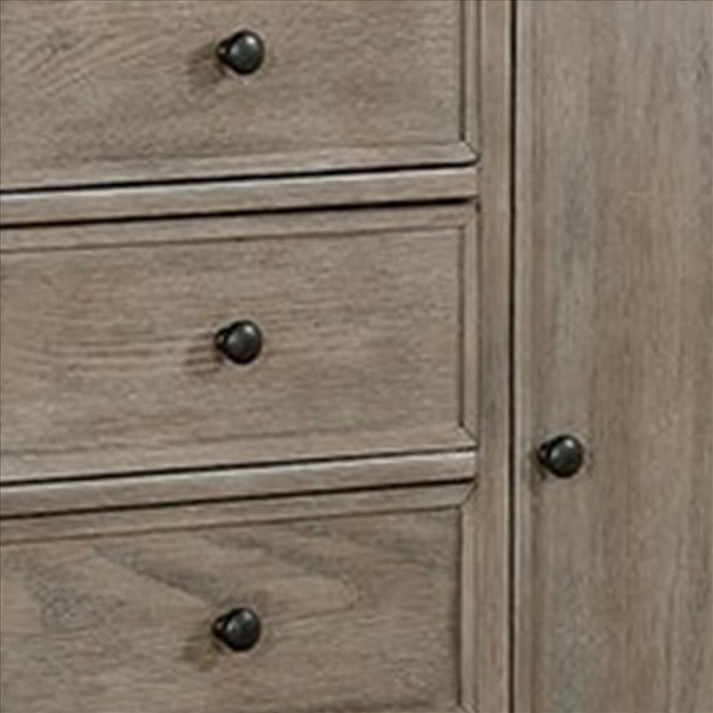 Armoire with 6 Storage Drawers and Turnip Feet Natural Brown BM241940