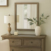 Wall Mirror with Wooden Frame and Grain Details, Natural Brown
