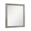 Wall Mirror with Wooden Frame and Grain Details, Natural Brown
