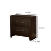 Nightstand with 2 Drawers and Metal Bar Pulls, Walnut Brown