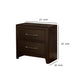 Nightstand with 2 Drawers and Metal Bar Pulls, Walnut Brown