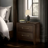 Asher Nightstand | 2 Drawer | Metal Bar Pull Handles | Walnut Brown