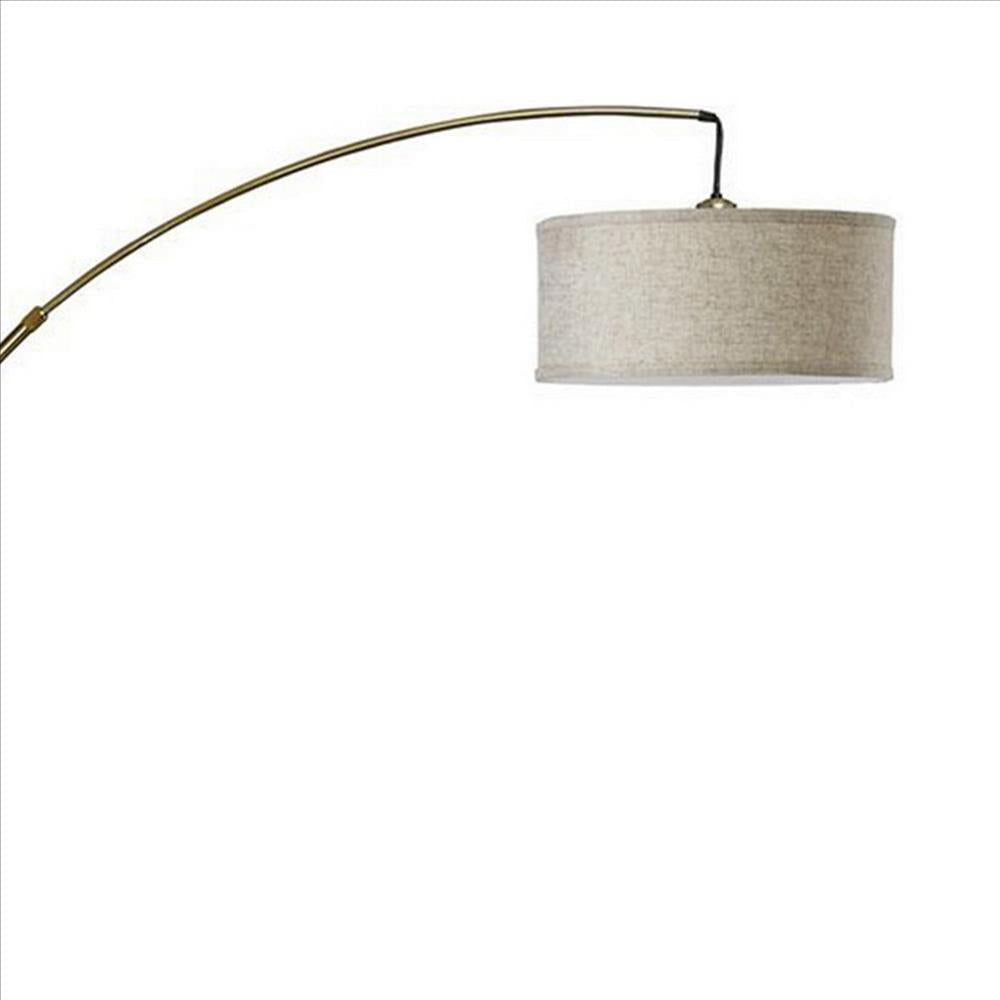 Floor Lamp with Arched Extendable Neck and Marble Base Antique Gold By Casagear Home BM241949