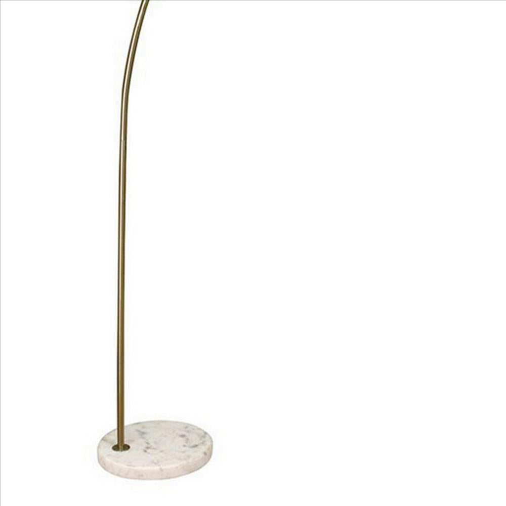 Floor Lamp with Arched Extendable Neck and Marble Base Antique Gold By Casagear Home BM241949